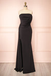 Kele Black Cowl Neck Mermaid Dress w/ Slit | Boutique 1861 front view