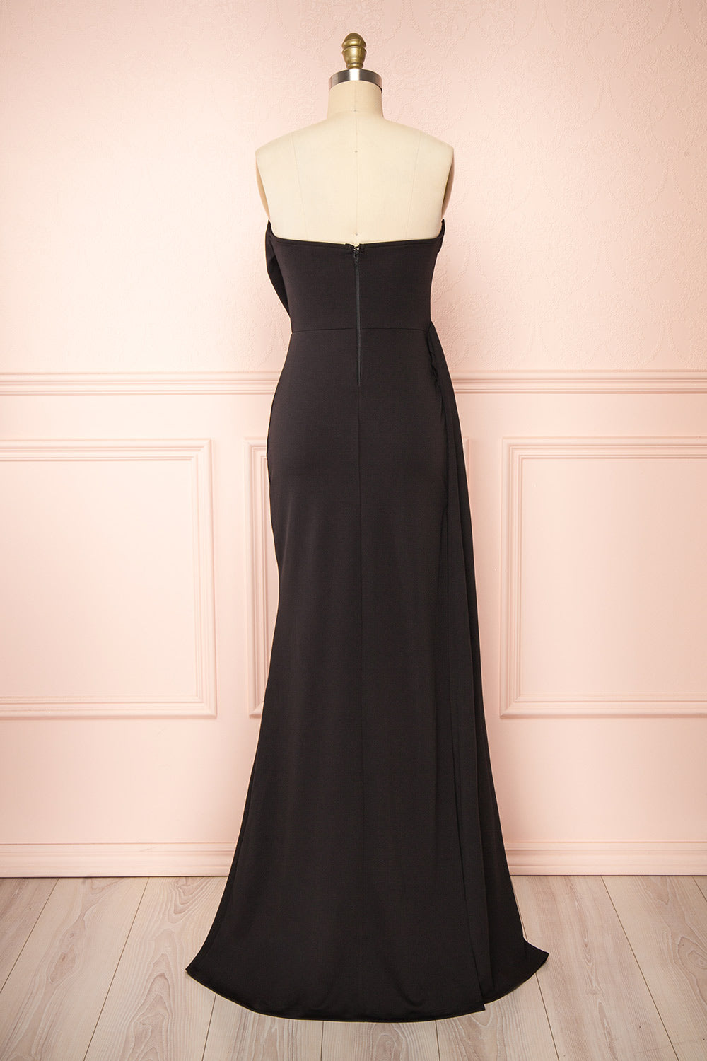 Kele Black Cowl Neck Mermaid Dress w/ Slit | Boutique 1861  back view