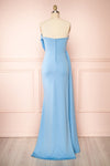 Kele Blue Cowl Neck Mermaid Dress w/ Slit | Boutique 1861  back view