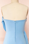 Kele Blue Cowl Neck Mermaid Dress w/ Slit | Boutique 1861  back close-up