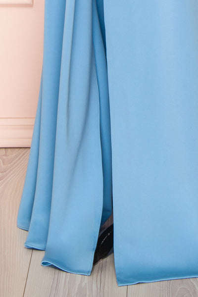 Kele Blue Cowl Neck Mermaid Dress w/ Slit | Boutique 1861  bottom