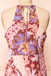 Kenaka Mauve Floral Satin Midi Halter Dress | Boutique 1861 back close-up