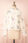 Kendra Beige Floral Buttoned Blouse | Boutique 1861 front view