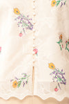 Kendra Beige Floral Buttoned Blouse | Boutique 1861 fabric