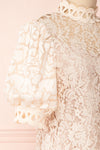 Kenielle Beige Lace Blouse with Stand Collar | Boutique 1861 side close-up