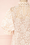Kenielle Beige Lace Blouse with Stand Collar | Boutique 1861 back close-up