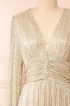 Kennedy Shimmery Patterned Maxi Dress | Boutique 1861 front close-up