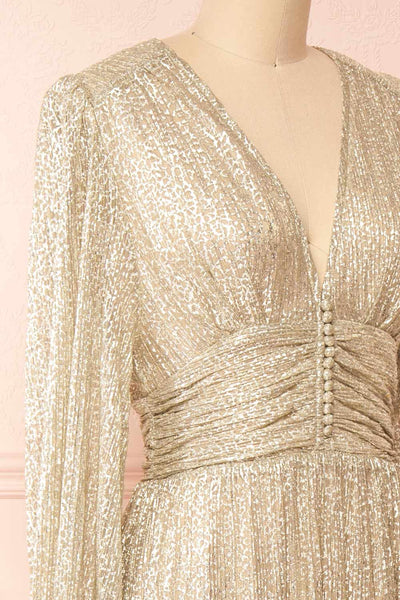 Kennedy Shimmery Patterned Maxi Dress | Boutique 1861 side close-up