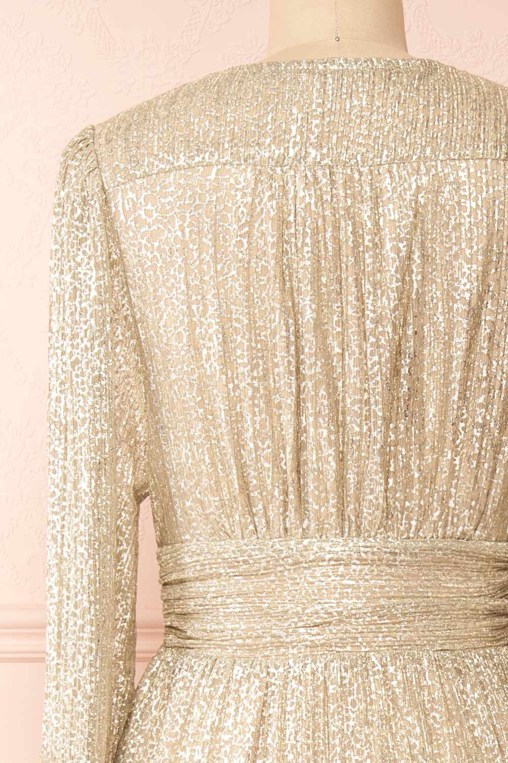 Kennedy Shimmery Patterned Maxi Dress | Boutique 1861 back close-up