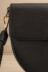 Kenneth Black Half-Moon Crossbody Handbag | La petite garçonne front close-up