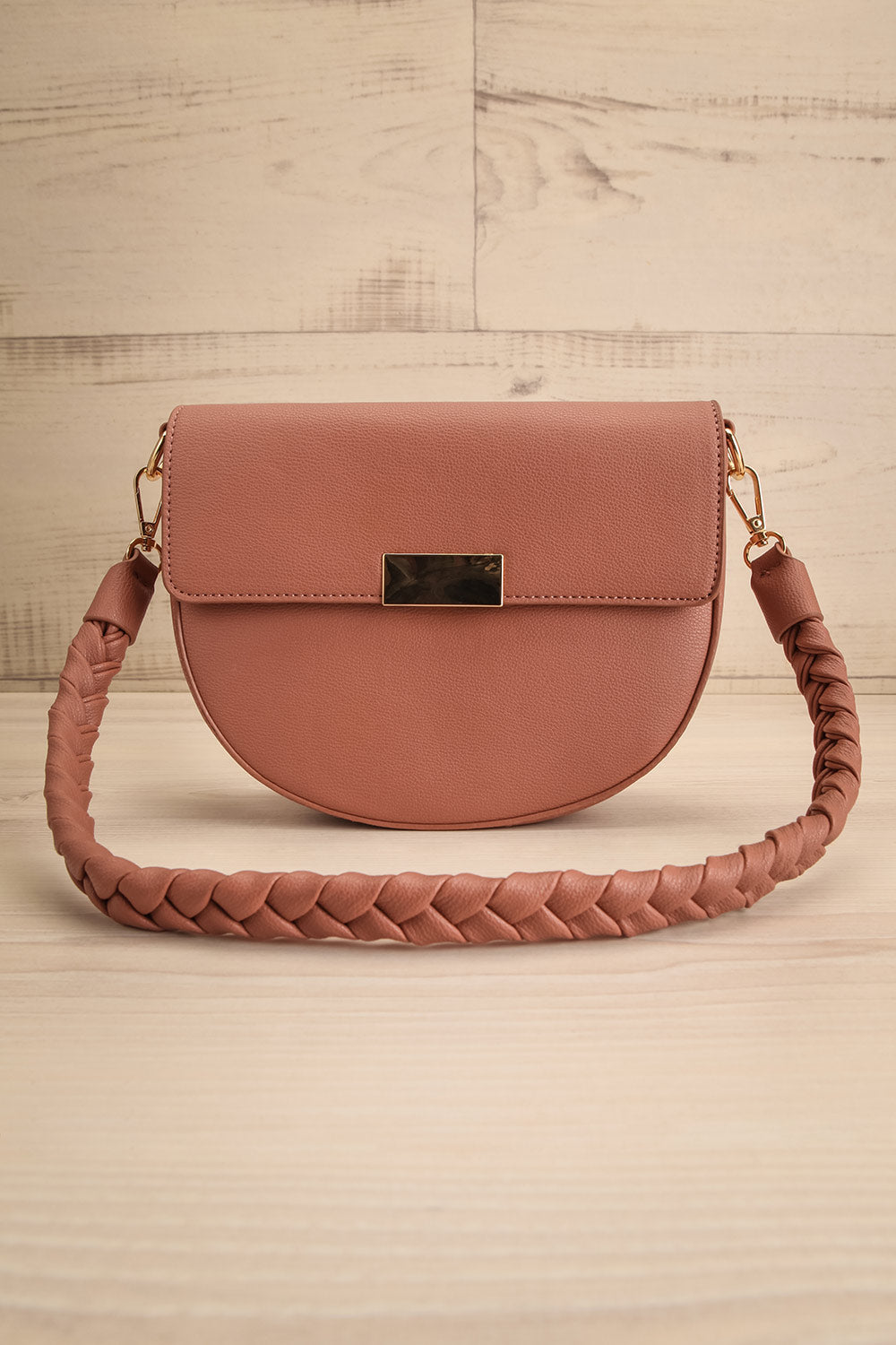 Kenneth Pink Half-Moon Crossbody Handbag | La petite garçonne front view