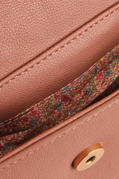 Kenneth Pink Half-Moon Crossbody Handbag | La petite garçonne inside close-up