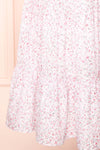 Kenta White A-Line Floral Midi Dress w/ Puffy Sleeves | Boutique 1861 bottom