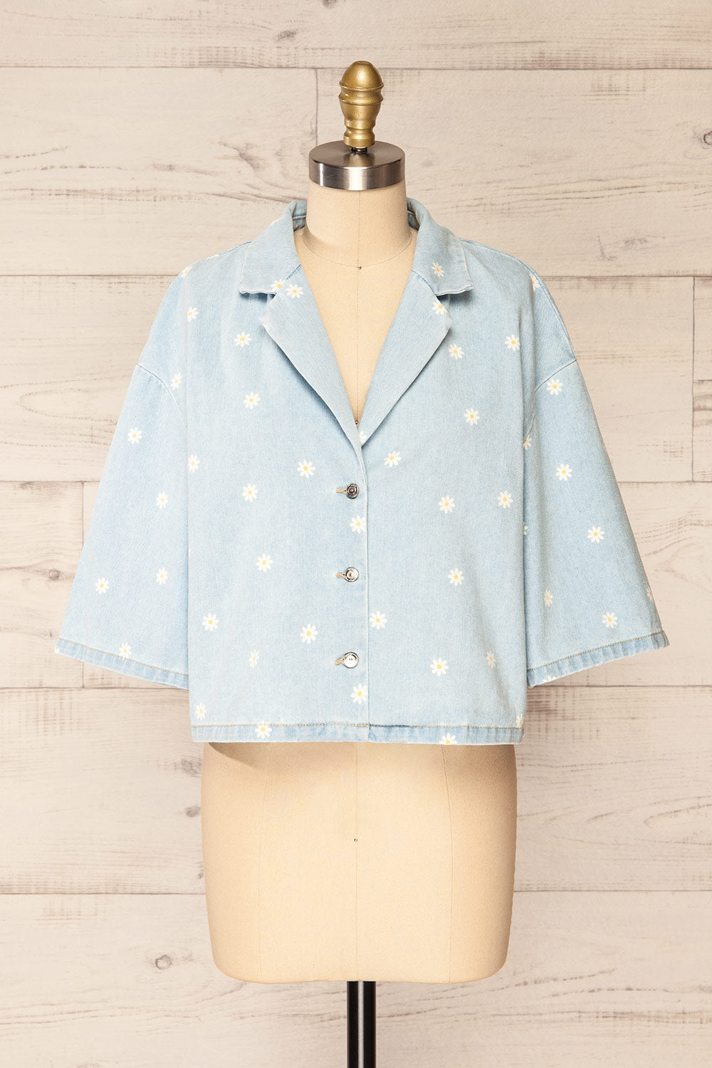 Kenzi Short Sleeve Daisy Denim Jacket | La petite garçonne front view