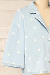 Kenzi Short Sleeve Daisy Denim Jacket | La petite garçonne side close-up