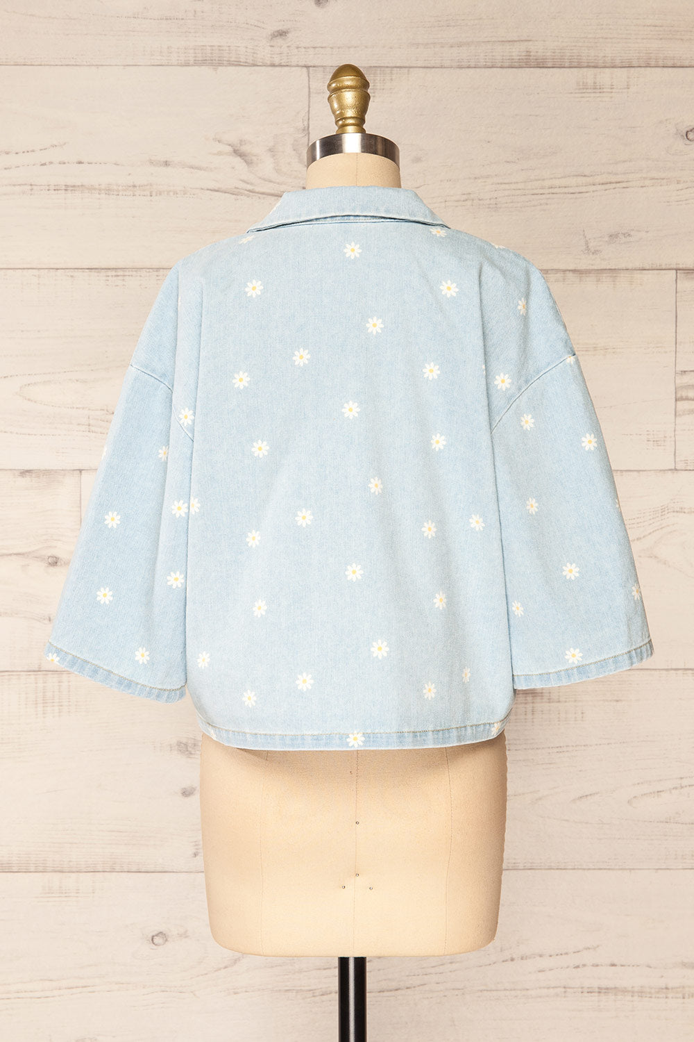 Kenzi Short Sleeve Daisy Denim Jacket | La petite garçonne back view