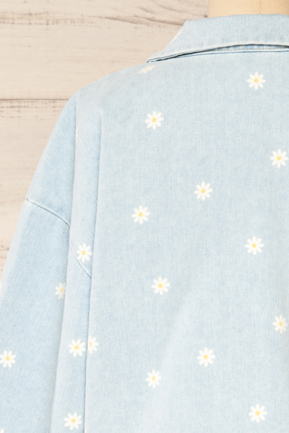 Kenzi Short Sleeve Daisy Denim Jacket | La petite garçonne back close-up