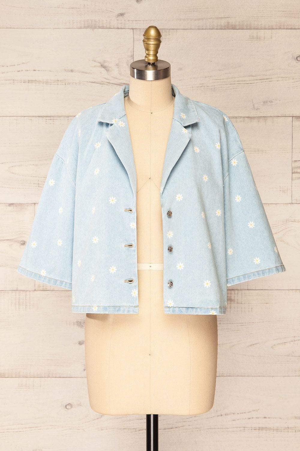 Kenzi Short Sleeve Daisy Denim Jacket | La petite garçonne open view