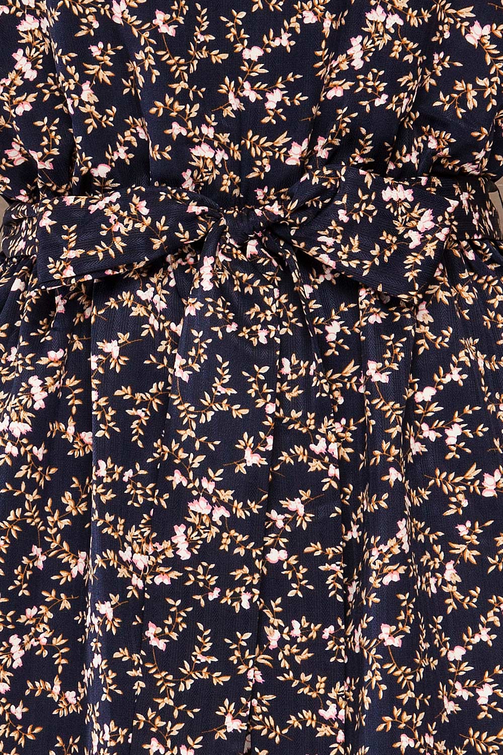 Kerava Navy Floral Romper w/ Fabric Belt | La petite garçonne fabric