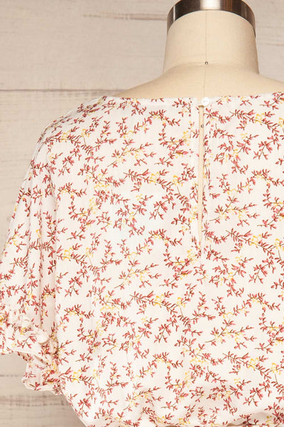 Kerava White Floral Romper w/ Fabric Belt | La petite garçonne back close up
