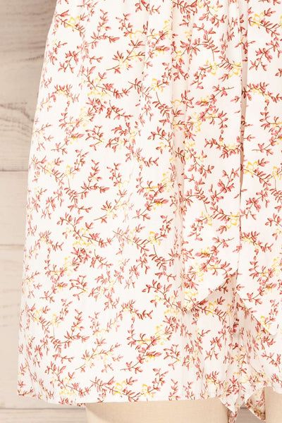 Kerava White Floral Romper w/ Fabric Belt | La petite garçonne details