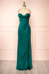 Kesha Green Corset Cowl Neck Maxi Dress | Boutique 1861 front view