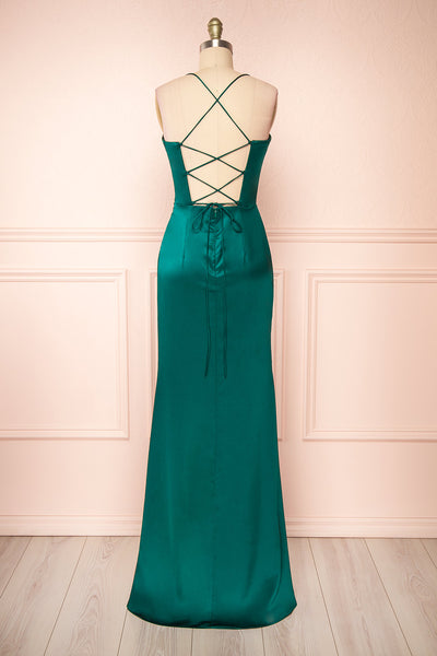 Kesha Green Corset Cowl Neck Maxi Dress | Boutique 1861  back view