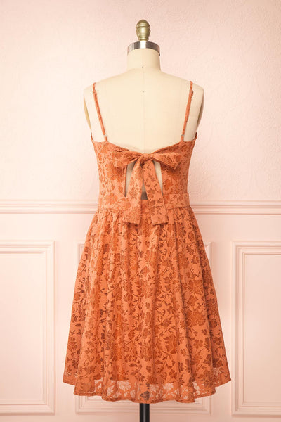 Kesso Orange A-Line Short Lace Dress | Boutique 1861 back view