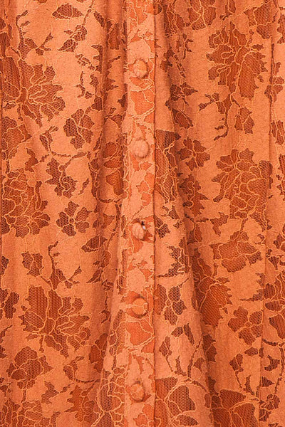 Kesso Orange A-Line Short Lace Dress | Boutique 1861 fabric