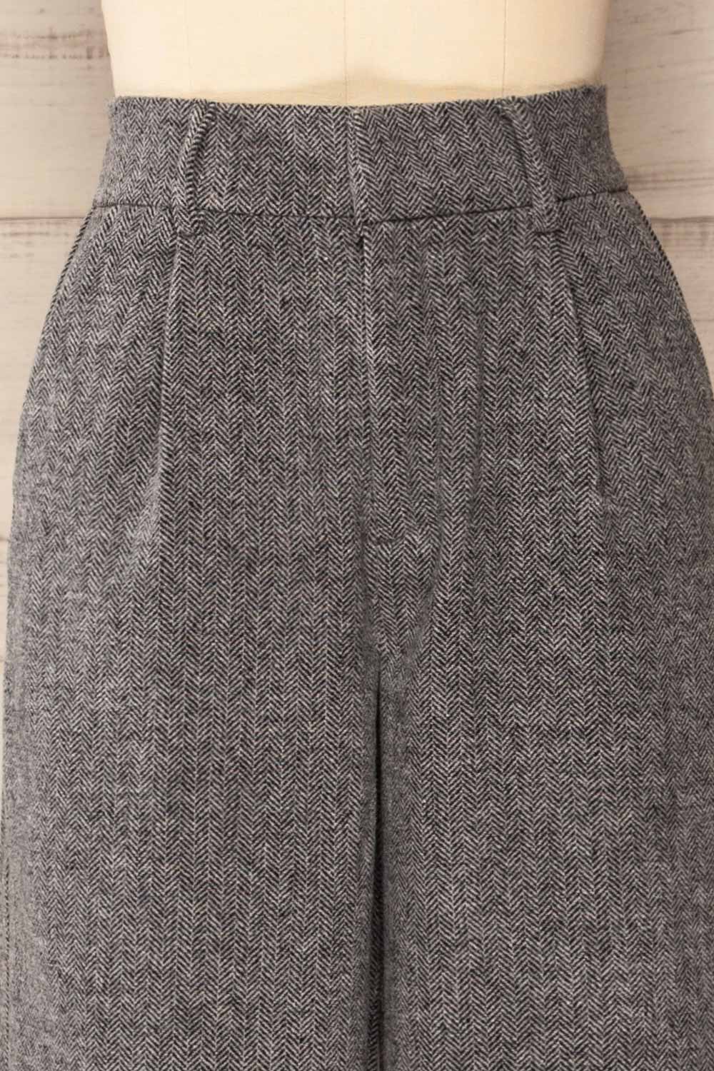 Ketill Herringbone Straight Leg Pants | La petite garçonne front close-up