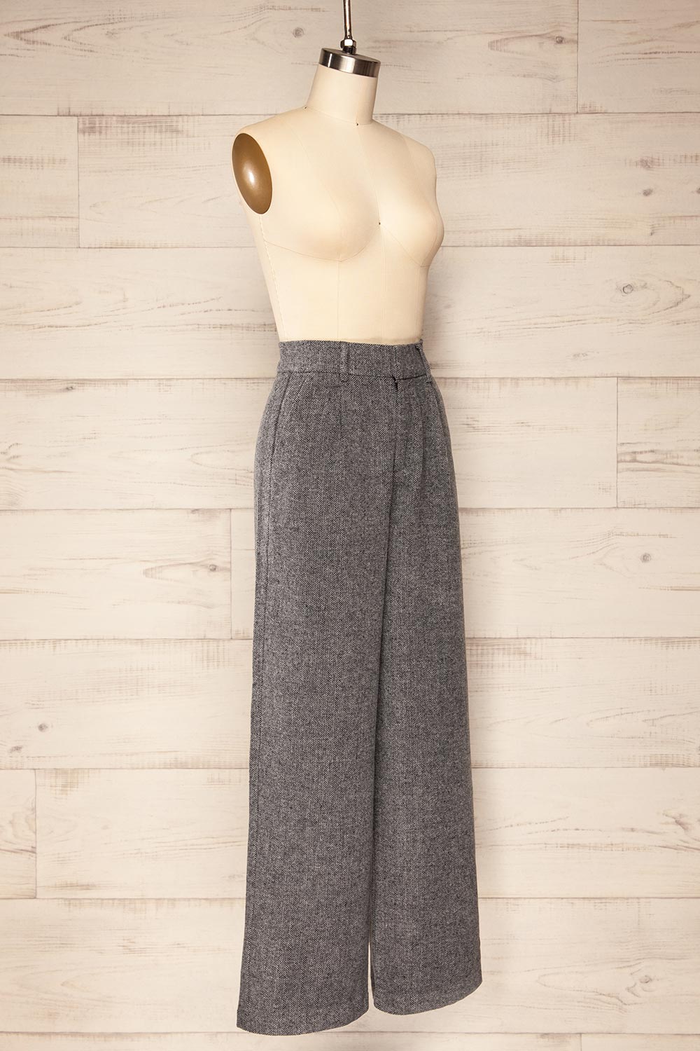 Ketill Herringbone Straight Leg Pants | La petite garçonne side view