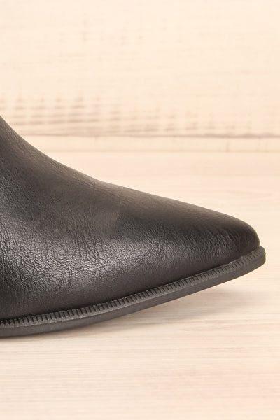 Khalkis Black Western Style Ankle Boots side close-up | La Petite Garçonne