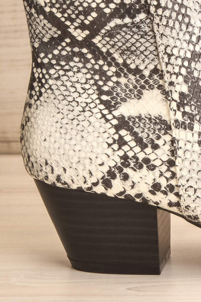 Khalkis Snake Print Western Style Ankle Boots heel close-up | La Petite Garçonne