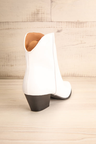 Khalkis White Western Style Ankle Boots back view | La Petite Garçonne