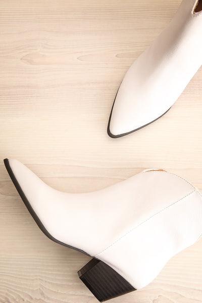 Khalkis White Western Style Ankle Boots flat lay | La Petite Garçonne