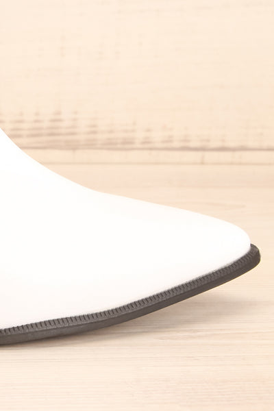 Khalkis White Western Style Ankle Boots side close-up | La Petite Garçonne