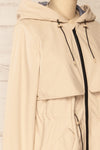 Kharokopion Beige Hooded Raincoat w/ Drawstring | La petite garçonne  side close-up