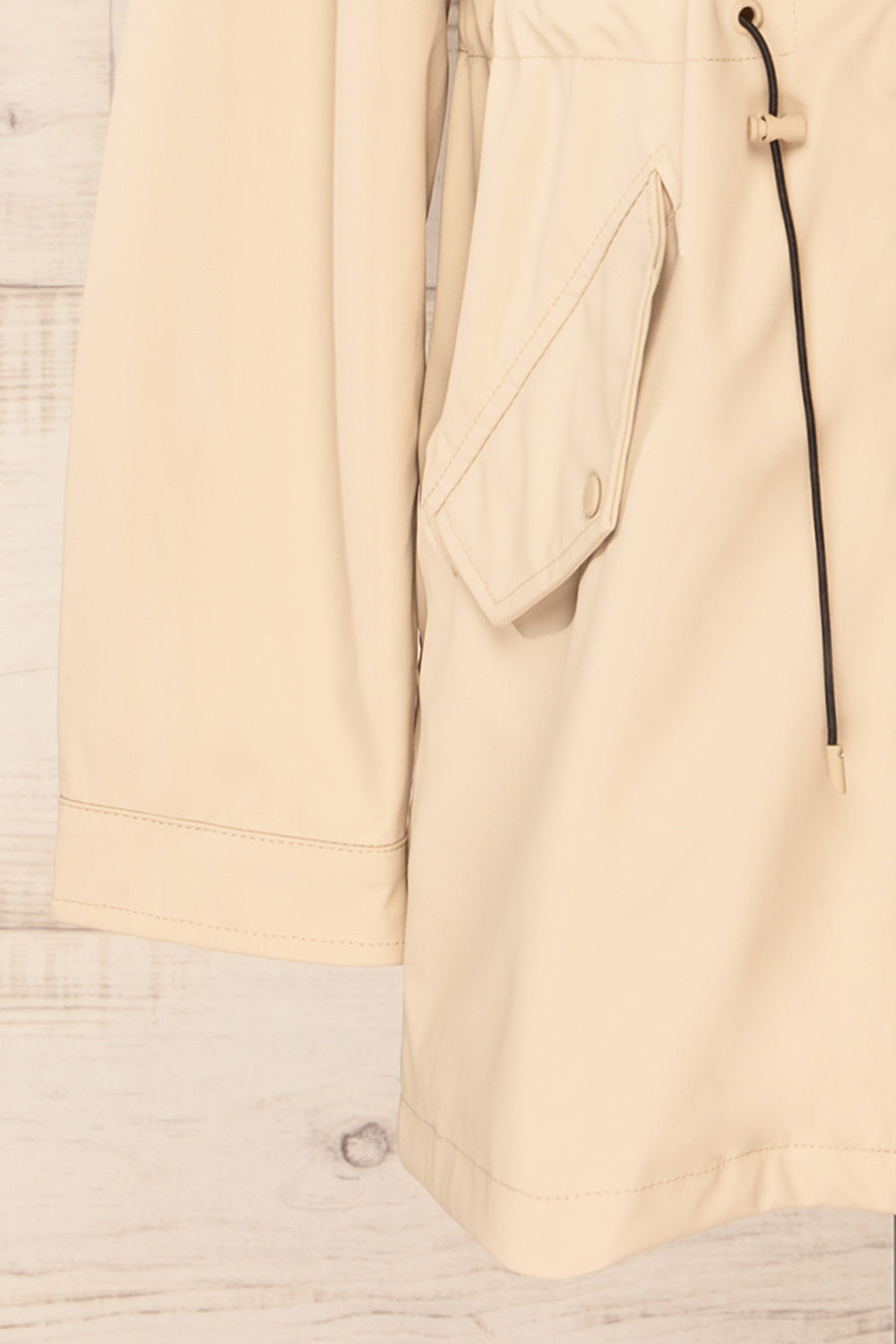 Kharokopion Beige Hooded Raincoat w/ Drawstring | La petite garçonne  bottom 