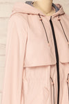 Kharokopion Pink Hooded Raincoat w/ Drawstring | La petite garçonne  side close-up