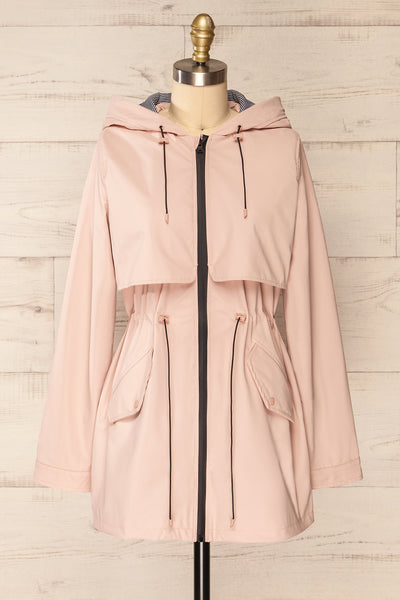 Kharokopion Pink Hooded Raincoat w/ Drawstring | La petite garçonne