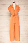 Kharop Orange Belted Short Sleeve Jumpsuit | La petite garçonne front view