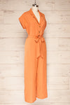 Kharop Orange Belted Short Sleeve Jumpsuit | La petite garçonne side view