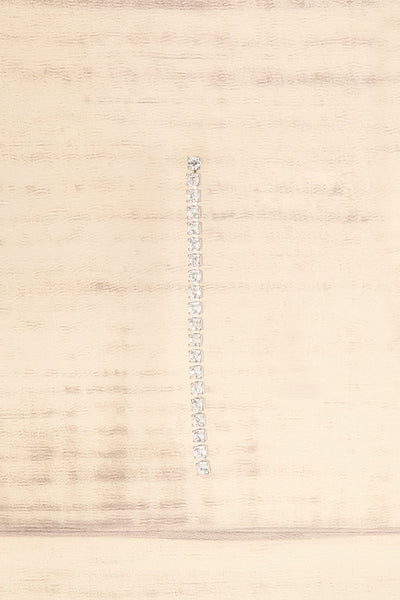 Khemiset Silver Rhinestone Chain Pendant Earrings | La petite garçonne close-up