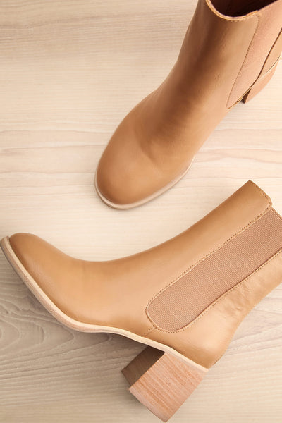 Khiky Beige Block Heel Ankle Boots | La petite garçonne flat view