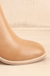 Khiky Beige Block Heel Ankle Boots | La petite garçonne side front close-up