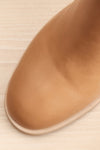Khiky Beige Block Heel Ankle Boots | La petite garçonne flat close-up