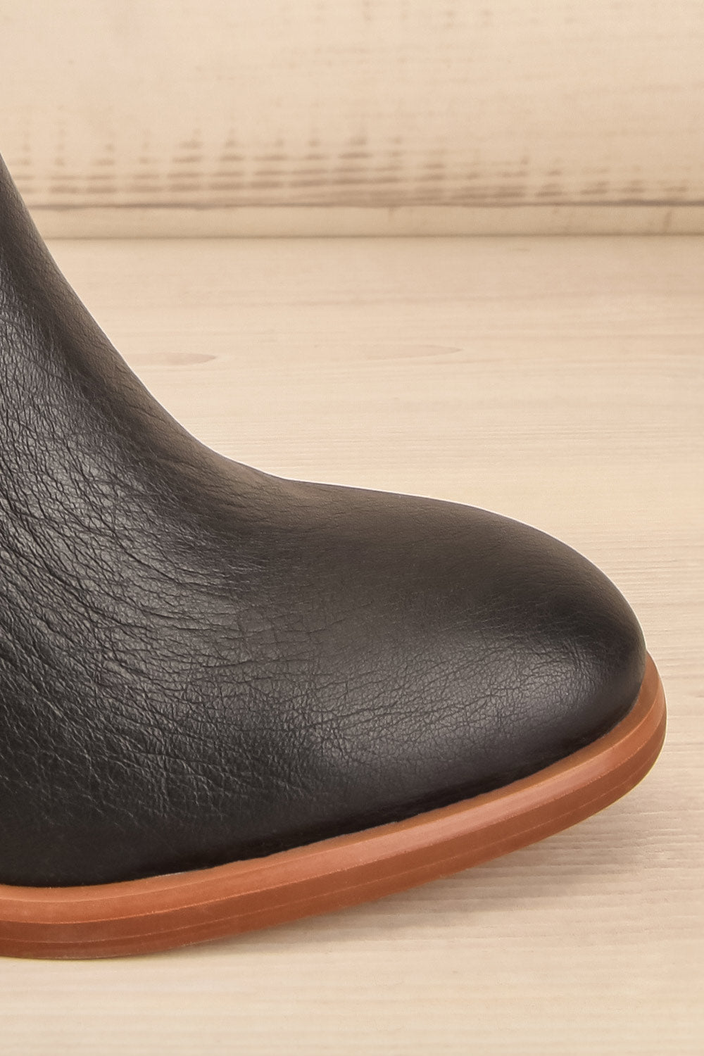 Khiky Black Block Heel Ankle Boots | La petite garçonne side front close-up