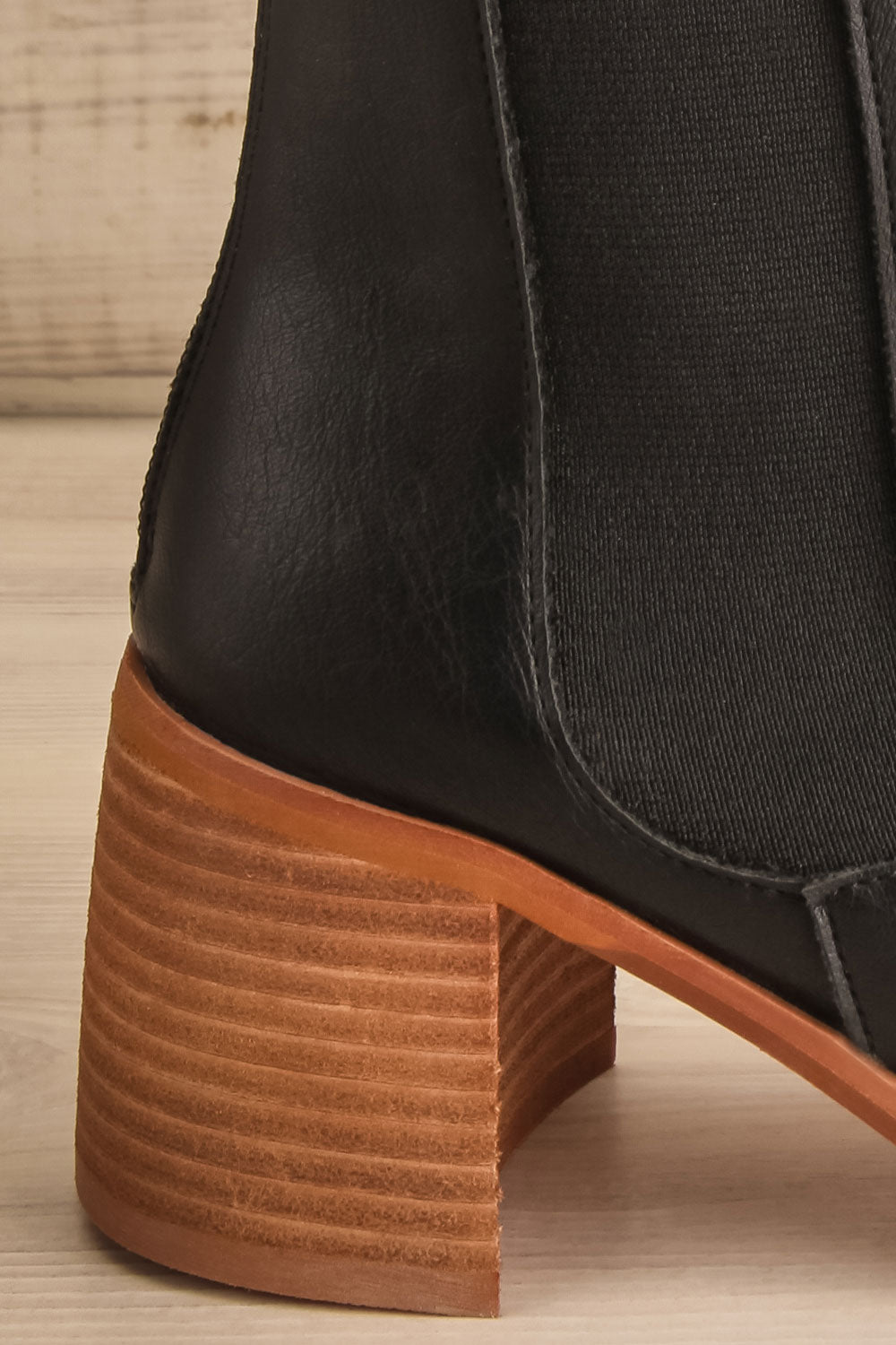 Khiky Black Block Heel Ankle Boots | La petite garçonne bottom side close-up