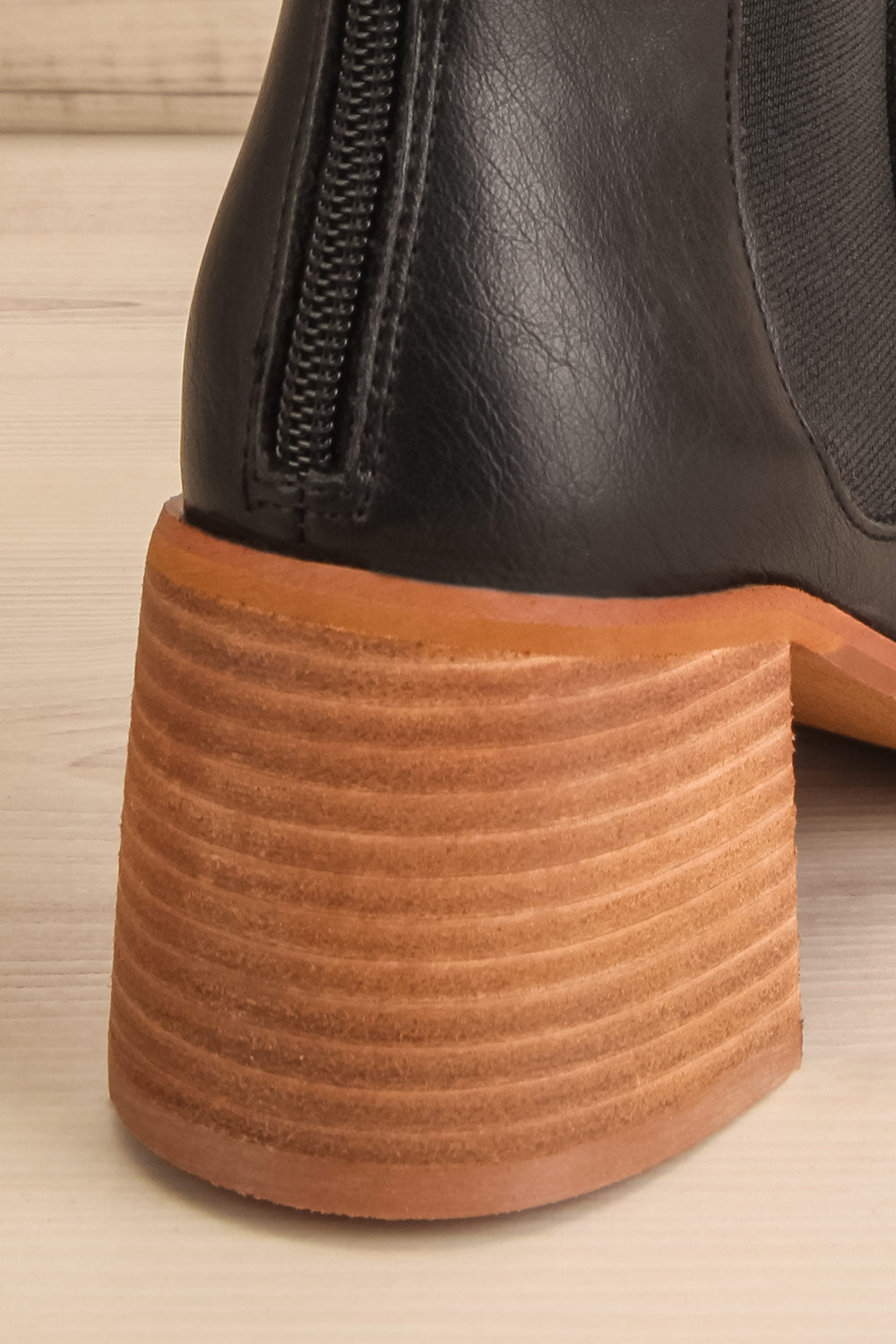 Khiky Black Block Heel Ankle Boots | La petite garçonne back close-up