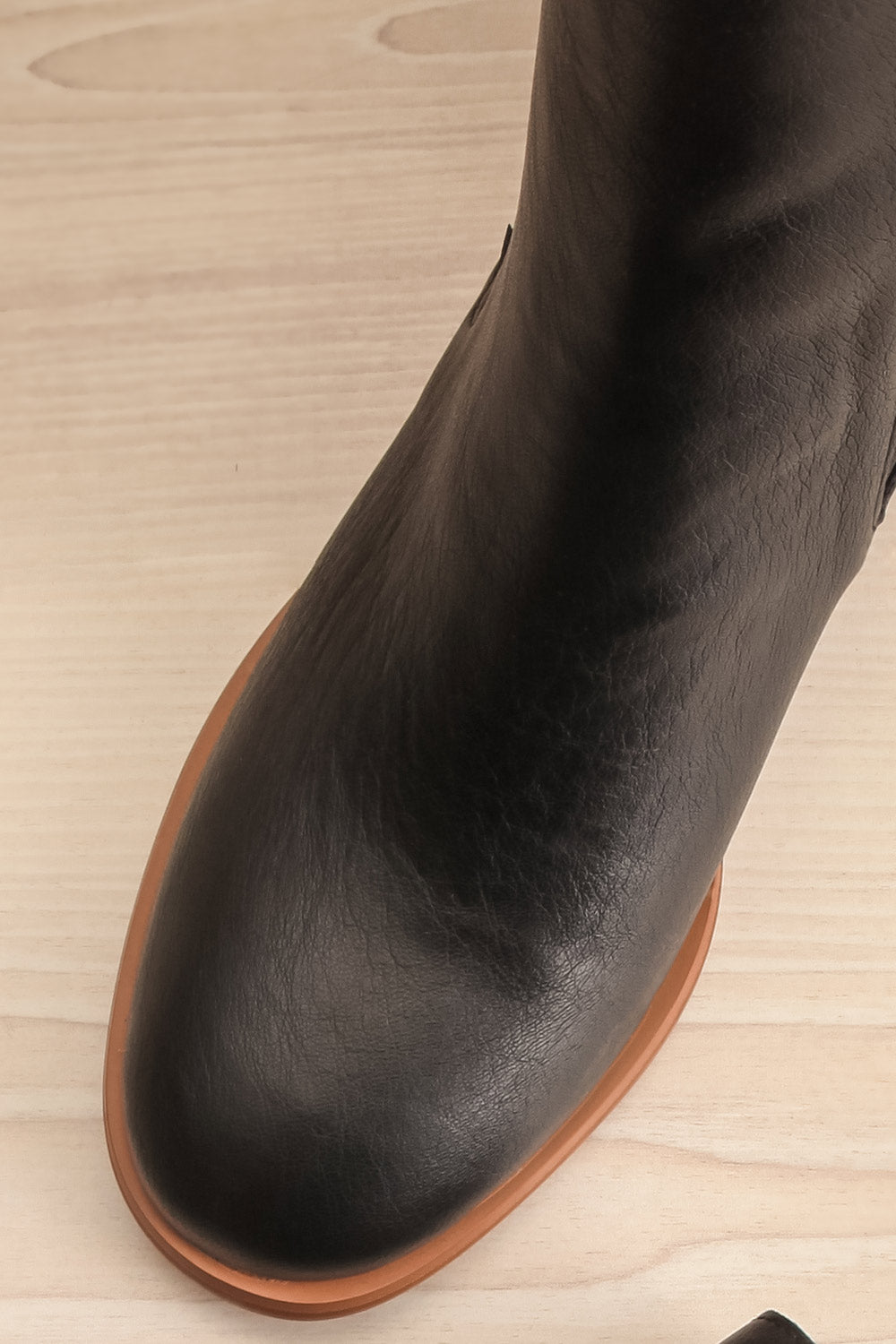 Khiky Black Block Heel Ankle Boots | La petite garçonne flat close-up